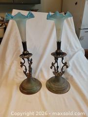 MaxSold Auction: Pair of Victorian satin glass trumpets - Toronto (Ontario, Canada) SELLER MANAGED Estate Sale Online Auction - Amelia Street