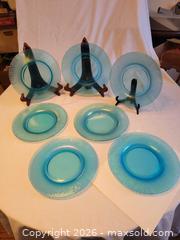 MaxSold Auction: Vintage Northwood Stretch Glass Dessert Plates in Iridescent blue - Toronto (Ontario, Canada) SELLER MANAGED Estate Sale Online Auction - Amelia Street