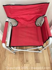 MaxSold Auction: Red Folding Camping Chair with Side Table & Cup Holder - Ajax (Ontario, Canada) SELLER MANAGED Downsizing Online Auction - Poplar Avenue