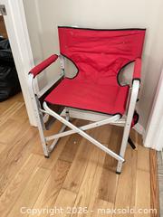 MaxSold Auction: Red Folding Camping Chair with Side Table & Cup Holder - Ajax (Ontario, Canada) SELLER MANAGED Downsizing Online Auction - Poplar Avenue