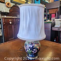 MaxSold Auction: Moorcroft Ceramic Base Table Lamp with Fabric Shade - Leeds And The Thousand Islands (Ontario, Canada) SELLER MANAGED Downsizing Online Auction - Prince Street