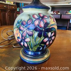 MaxSold Auction: Moorcroft Ceramic Base Table Lamp with Fabric Shade - Leeds And The Thousand Islands (Ontario, Canada) SELLER MANAGED Downsizing Online Auction - Prince Street