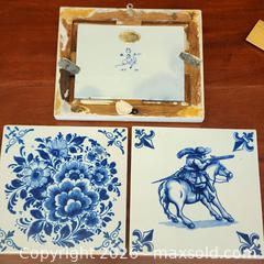 MaxSold Auction: Royal Delft Blue-on-White Ceramic Tiles And 2 Delft tiles(3 pcs) - Leeds And The Thousand Islands (Ontario, Canada) SELLER MANAGED Downsizing Online Auction - Prince Street