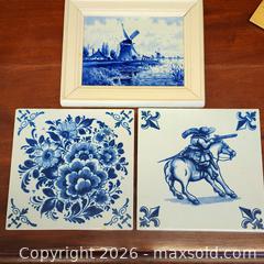 MaxSold Auction: Royal Delft Blue-on-White Ceramic Tiles And 2 Delft tiles(3 pcs) - Leeds And The Thousand Islands (Ontario, Canada) SELLER MANAGED Downsizing Online Auction - Prince Street