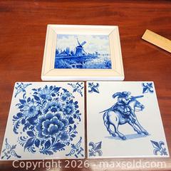 MaxSold Auction: Royal Delft Blue-on-White Ceramic Tiles And 2 Delft tiles(3 pcs) - Leeds And The Thousand Islands (Ontario, Canada) SELLER MANAGED Downsizing Online Auction - Prince Street