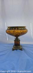 MaxSold Auction: Bombay Amber/Tortoiseshell Glass Compote Bowl with Brass - San Jose (California, USA) SELLER MANAGED Downsizing Online Auction - North 24th Street