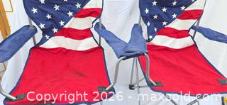 MaxSold Auction: Lot of 2 Folding Camping Chairs with American Flag Design - San Jose (California, USA) SELLER MANAGED Downsizing Online Auction - North 24th Street