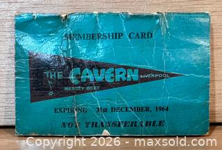 MaxSold Auction: Beatles - Original 1964 Cavern Club Membership Card - Toronto (Ontario, Canada) SELLER MANAGED Downsizing Online Auction - Yonge Boulevard