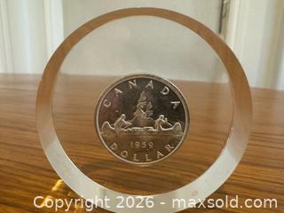 MaxSold Auction: 1959 Canadian "Voyageur" Silver Dollar Coin - Clarington (Ontario, Canada) SELLER MANAGED Reseller Online Auction -  Cedar Crest Beach Road
