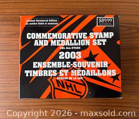 MaxSold Auction: 2003 Vintage NHL All-Stars Commemorative Stamp & Medallion Set - Clarington (Ontario, Canada) SELLER MANAGED Reseller Online Auction -  Cedar Crest Beach Road