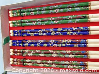 MaxSold Auction: 6 Pairs Bone/Ivory Cloisonné Enamel Chopsticks iw - Maple Ridge (British Columbia, Canada) PARTNER MANAGED Estate Sale Online Auction - 203 Street (STORAGE)