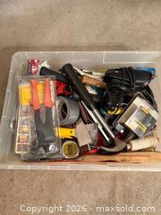 MaxSold Auction: Assorted Hand Tools Lot with Plastic Storage Bin -iw - Maple Ridge (British Columbia, Canada) PARTNER MANAGED Estate Sale Online Auction - 203 Street (STORAGE)