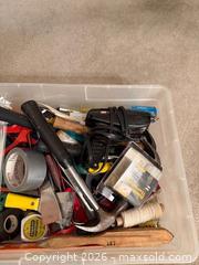 MaxSold Auction: Assorted Hand Tools Lot with Plastic Storage Bin -iw - Maple Ridge (British Columbia, Canada) PARTNER MANAGED Estate Sale Online Auction - 203 Street (STORAGE)