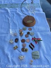 MaxSold Auction: Mixed Lot: Vintage Pins, Coins & Heirloom Crystal Ornament - AF - Maple Ridge (British Columbia, Canada) PARTNER MANAGED Estate Sale Online Auction - 203 Street (STORAGE)