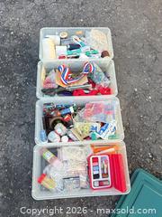 MaxSold Auction: Sewing & Crafting Supplies Lot - 4 Clear Plastic Tubs (IW) - Maple Ridge (British Columbia, Canada) PARTNER MANAGED Estate Sale Online Auction - 203 Street (STORAGE)
