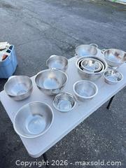 MaxSold Auction: Stainless Steel Nesting Mixing Bowl Set w/ Colander, 12+ pcs - AF - Maple Ridge (British Columbia, Canada) PARTNER MANAGED Estate Sale Online Auction - 203 Street (STORAGE)