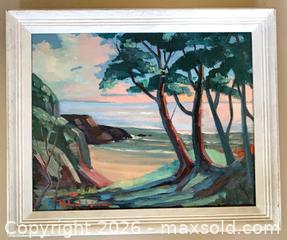 MaxSold Auction: Original Signed Robert Wood Oil on Canvas Seascape / Landscape in White Wood Frame - Victoria (British Columbia, Canada) SELLER MANAGED Estate Sale Online Auction - Camosun Street (CONDO)
