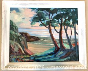 MaxSold Auction: Original Signed Robert Wood Oil on Canvas Seascape / Landscape in White Wood Frame - Victoria (British Columbia, Canada) SELLER MANAGED Estate Sale Online Auction - Camosun Street (CONDO)