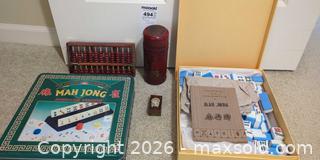 MaxSold Auction: American Mahjong Set with Abacus & Decorative Container - Victoria (British Columbia, Canada) PARTNER MANAGED Moving Online Auction - Slater Street (CONDO)