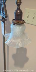 MaxSold Auction: Antique Brass Bridge Floor Lamp with Ruffled Hobnail Shade - Victoria (British Columbia, Canada) PARTNER MANAGED Moving Online Auction - Slater Street (CONDO)