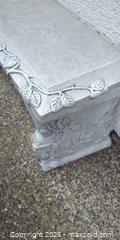 MaxSold Auction: Concrete Garden Bench with Victorian Leaf Vine Motif - Victoria (British Columbia, Canada) PARTNER MANAGED Moving Online Auction - Slater Street (CONDO)