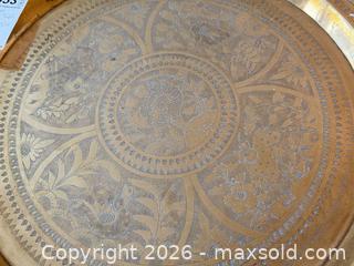 MaxSold Auction: Etched Brass Tray-Top Tripod Side Table, 22" Diameter - Victoria (British Columbia, Canada) PARTNER MANAGED Moving Online Auction - Slater Street (CONDO)