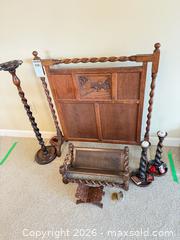 MaxSold Auction: Mixed lot: Oak carved 'BURNS COTTAGE' panel & barley-twist pieces - Victoria (British Columbia, Canada) PARTNER MANAGED Moving Online Auction - Slater Street (CONDO)