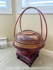 MaxSold Auction: Southeast Asian Lacquerware Ceremonial Box with Stand - Victoria (British Columbia, Canada) PARTNER MANAGED Moving Online Auction - Slater Street (CONDO)
