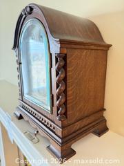 MaxSold Auction: Wood Mantel/Shelf Clock (Unknown Maker) with Key - Victoria (British Columbia, Canada) PARTNER MANAGED Moving Online Auction - Slater Street (CONDO)