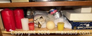 MaxSold Auction: Assorted Candles Lot — Tea Lights, Tapers, Pillars, Beeswax - Wellesley (Massachusetts, USA) PARTNER MANAGED Downsizing Online Auction - Mayo Road