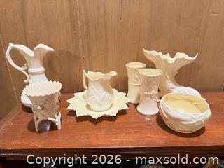 MaxSold Auction: Baleek Ivory Porcelain Set of 5: Pitcher, Vase, Bowl, Creamer & Sugar - Wellesley (Massachusetts, USA) PARTNER MANAGED Downsizing Online Auction - Mayo Road