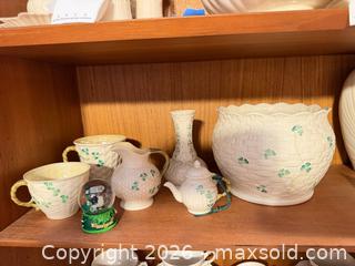 MaxSold Auction: Belleek Shamrock Irish Motif Porcelain China Lot and a snow globe - Wellesley (Massachusetts, USA) PARTNER MANAGED Downsizing Online Auction - Mayo Road