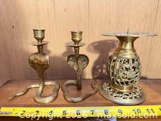 MaxSold Auction: Candlestick / Pricket Candleholders — Brass, Glass & Porcelain, Oil Lamp Fuel - Wellesley (Massachusetts, USA) PARTNER MANAGED Downsizing Online Auction - Mayo Road
