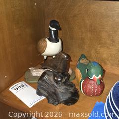 MaxSold Auction: Hand-Carved Wooden Bird Decoys with Metal Legs and Stand - Wellesley (Massachusetts, USA) PARTNER MANAGED Downsizing Online Auction - Mayo Road