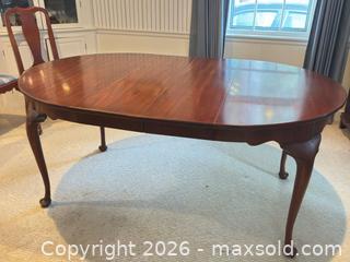 MaxSold Auction: Henkel Harris Wild Black Cherry Oval Dining Table, Queen Anne Legs - Wellesley (Massachusetts, USA) PARTNER MANAGED Downsizing Online Auction - Mayo Road
