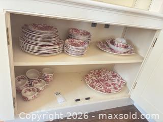 MaxSold Auction: Johnson Bros English Chippendale Red Transferware Dinnerware Set - Wellesley (Massachusetts, USA) PARTNER MANAGED Downsizing Online Auction - Mayo Road
