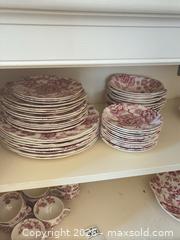 MaxSold Auction: Johnson Bros English Chippendale Red Transferware Dinnerware Set - Wellesley (Massachusetts, USA) PARTNER MANAGED Downsizing Online Auction - Mayo Road