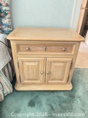 MaxSold Auction: Light Whitewashed Oak Nightstand with Drawer and Cabinet - Wellesley (Massachusetts, USA) PARTNER MANAGED Downsizing Online Auction - Mayo Road