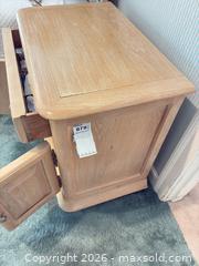 MaxSold Auction: Light Whitewashed Oak Nightstand with Drawer and Cabinet - Wellesley (Massachusetts, USA) PARTNER MANAGED Downsizing Online Auction - Mayo Road