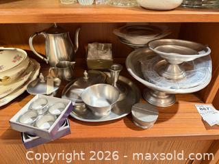MaxSold Auction: Mixed Pewter Tableware Lot by International (marked) - Wellesley (Massachusetts, USA) PARTNER MANAGED Downsizing Online Auction - Mayo Road
