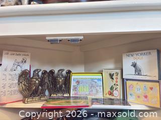 MaxSold Auction: Pair of Eagle Bookends with Notecards, Postcards & Small Decor - Wellesley (Massachusetts, USA) PARTNER MANAGED Downsizing Online Auction - Mayo Road