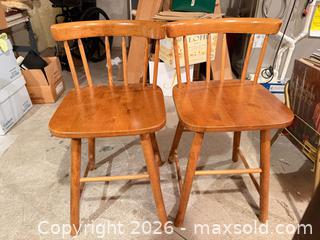 MaxSold Auction: Pair of Solid Wood Spindle-Back Accent Chairs, Honey Finish - Wellesley (Massachusetts, USA) PARTNER MANAGED Downsizing Online Auction - Mayo Road