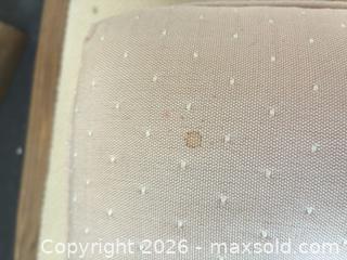 MaxSold Auction: Pair Pink/Blush Woven Fabric Ottomans with Piped Edges - Wellesley (Massachusetts, USA) PARTNER MANAGED Downsizing Online Auction - Mayo Road