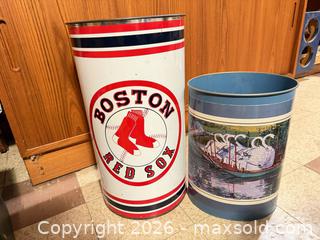 MaxSold Auction: Red Sox Tall Metal Trash Can, More - Wellesley (Massachusetts, USA) PARTNER MANAGED Downsizing Online Auction - Mayo Road