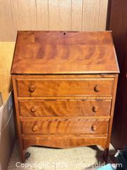 MaxSold Auction: Secretary Desk Drop Front — Veneer Over Wood, 27 x 15 x 39 in - Wellesley (Massachusetts, USA) PARTNER MANAGED Downsizing Online Auction - Mayo Road