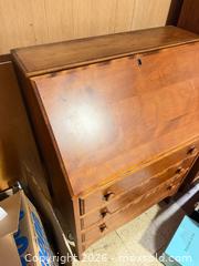 MaxSold Auction: Secretary Desk Drop Front — Veneer Over Wood, 27 x 15 x 39 in - Wellesley (Massachusetts, USA) PARTNER MANAGED Downsizing Online Auction - Mayo Road