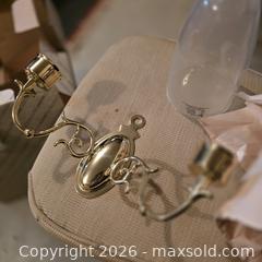 MaxSold Auction: Set of 3 Baldwin Brass Polished Brass Wall Sconces with Crystal Shades - Wellesley (Massachusetts, USA) PARTNER MANAGED Downsizing Online Auction - Mayo Road