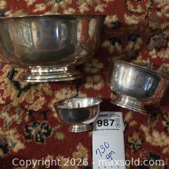 MaxSold Auction: Set of 3 Sterling Silver Bowls, 2.5/4.5/7.5 in - Wellesley (Massachusetts, USA) PARTNER MANAGED Downsizing Online Auction - Mayo Road