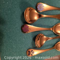MaxSold Auction: Set of 5 Sterling Silver Enamel Floral Teaspoons, 1970s Hallmarked - Wellesley (Massachusetts, USA) PARTNER MANAGED Downsizing Online Auction - Mayo Road