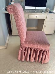 MaxSold Auction: Skirted Slipper / Armless Side Chair in Red Check Fabric - Wellesley (Massachusetts, USA) PARTNER MANAGED Downsizing Online Auction - Mayo Road